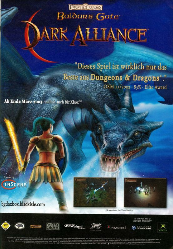 Baldur's Gate: Dark Alliance Magazine Advertisement (Magazine Advertisements): big.N (Germany), Issue 05/2003