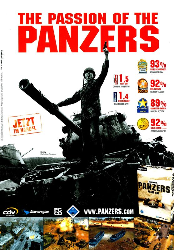 Codename: Panzers - Phase One Magazine Advertisement (Magazine Advertisements): PC Games (Germany), Issue 08/2004