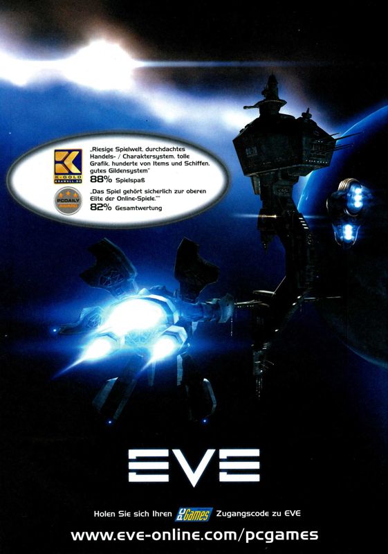 EVE Online Magazine Advertisement (Magazine Advertisements): PC Games (Germany), Issue 09/2004