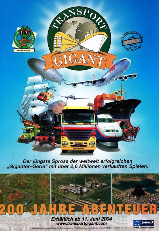 Transport Giant Magazine Advertisement (Magazine Advertisements): PC Games (Germany), Issue 07/2004