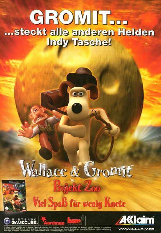 Wallace & Gromit in Project Zoo Magazine Advertisement (Magazine Advertisements): N Games (Germany), Issue 12/2003