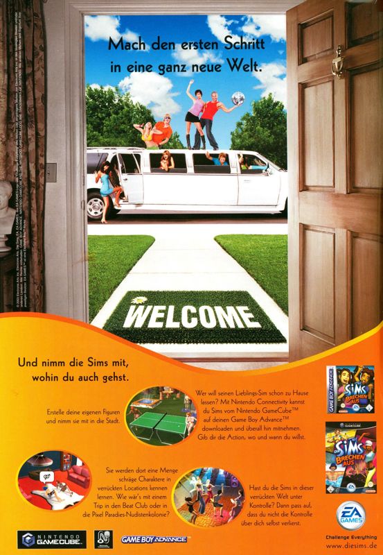 The Sims: Bustin' Out Magazine Advertisement (Magazine Advertisements): N Games (Germany), Issue 01/2004