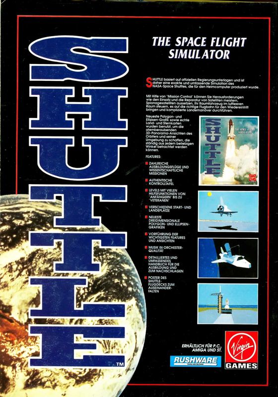 Shuttle: The Space Flight Simulator Magazine Advertisement (Magazine Advertisements): PC Joker (Germany), Issue 01/1992 (January/February)