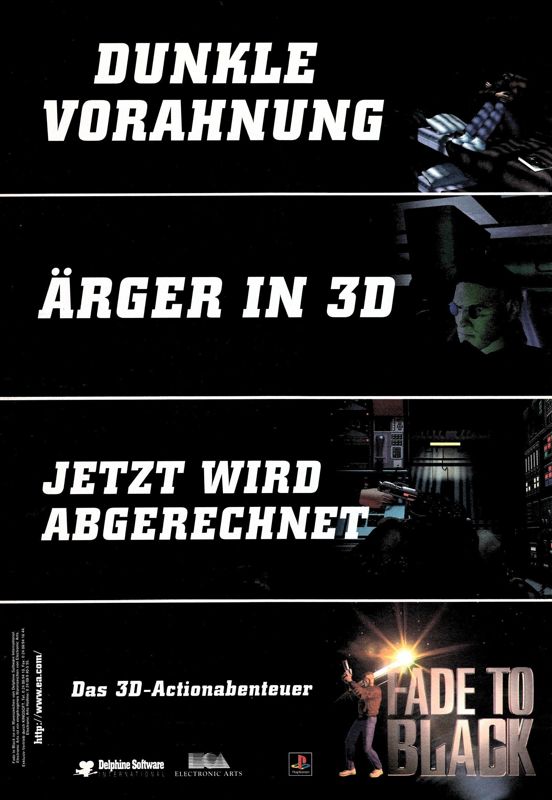 Fade to Black Magazine Advertisement (Magazine Advertisements): Video Games (Germany), Issue 07/1996