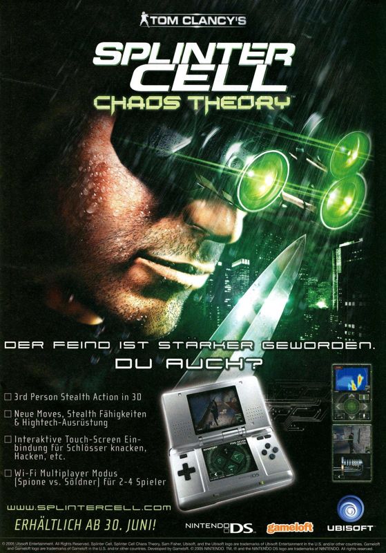 Tom Clancy's Splinter Cell: Chaos Theory Magazine Advertisement (Magazine Advertisements):<br> N Games (Germany), Issue 03/2005