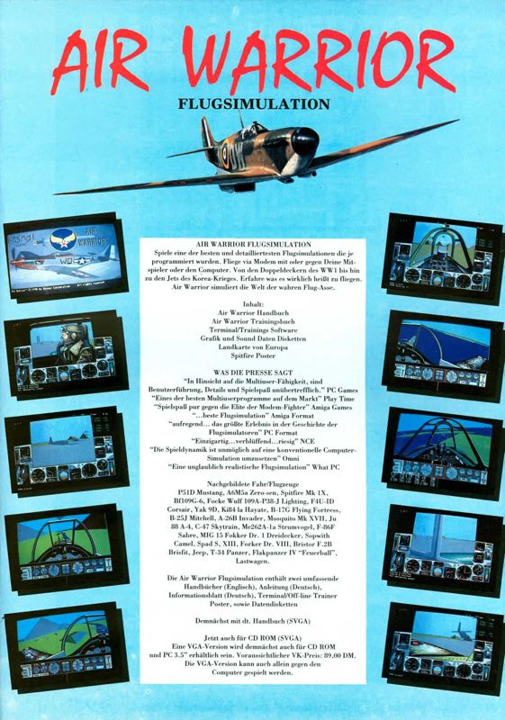 Air Warrior Magazine Advertisement (Magazine Advertisements): PC Joker (Germany), Issue 09/1993