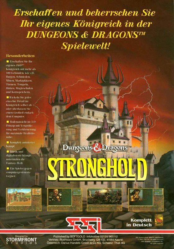 Stronghold Magazine Advertisement (Magazine Advertisements): PC Joker (Germany), Issue 12/1993