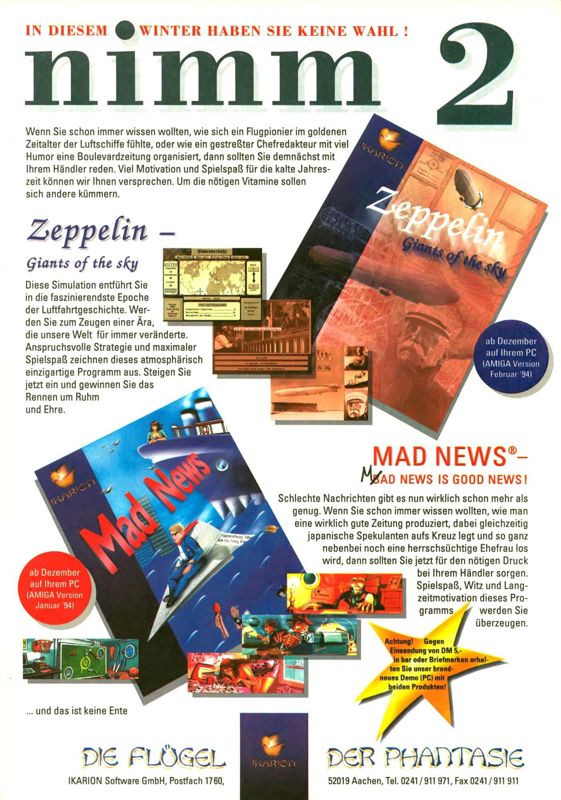 Mad News Magazine Advertisement (Magazine Advertisements): PC Joker (Germany), Issue 12/1993
