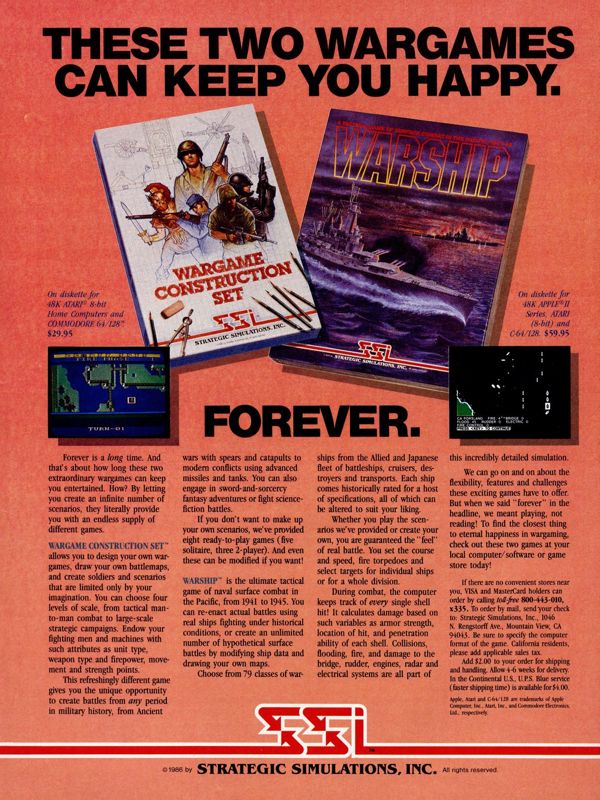 Warship Magazine Advertisement (Magazine Advertisements): Computer Gaming World (US), No. 35 (March 1987)