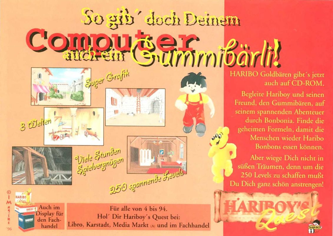 Hariboy's Quest Magazine Advertisement (Magazine Advertisements): PC Joker (Germany), Issue 01/1997