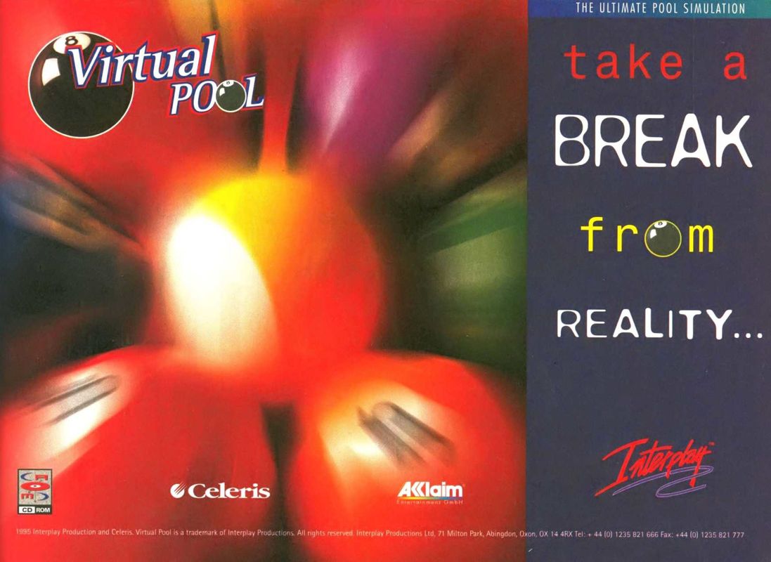 Virtual Pool Magazine Advertisement (Magazine Advertisements): PC Joker (Germany), Issue 07/08-1995