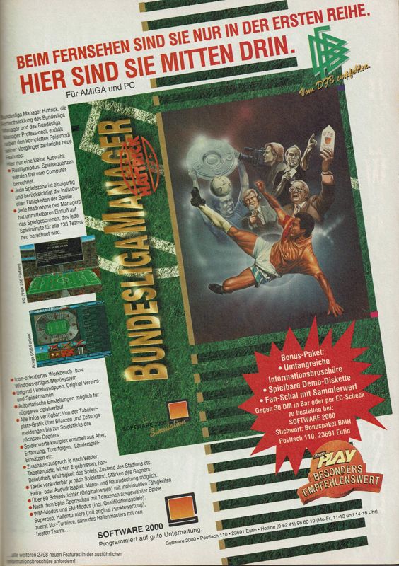 Football Limited Magazine Advertisement (Magazine Advertisements): Amiga Joker (Germany), Issue 08-09/1994