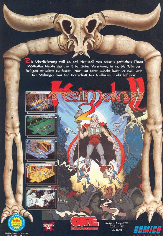 Heimdall 2: Into the Hall of Worlds Magazine Advertisement (Magazine Advertisements): Amiga Games (Germany), Issue 07/1994