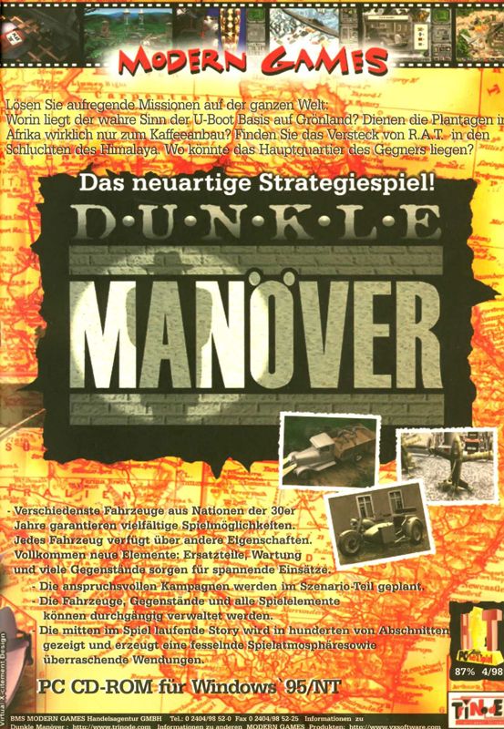 Dunkle Manöver Magazine Advertisement (Magazine Advertisements): PC Joker (Germany), Issue 05/1998