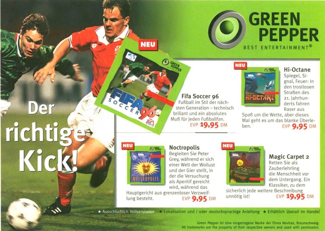FIFA Soccer 96 Magazine Advertisement (Magazine Advertisements): PC Joker (Germany), Issue 06/1998