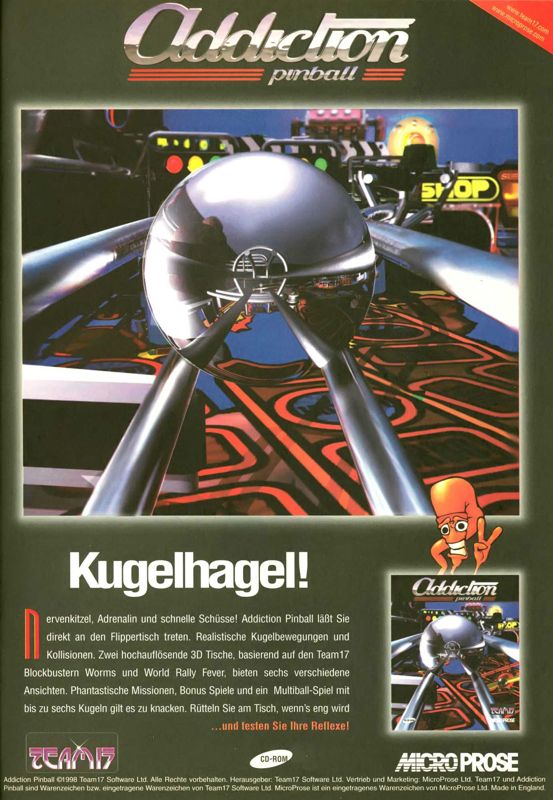 Addiction Pinball Magazine Advertisement (Magazine Advertisements): PC Joker (Germany), Issue 05/1998