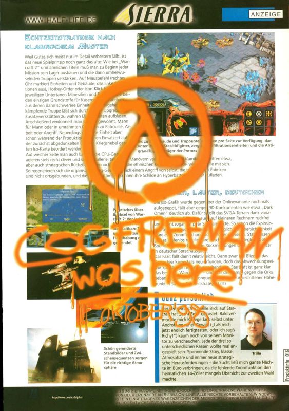 Half-Life Magazine Advertisement (Magazine Advertisements): PC Joker (Germany), Issue 10/1998