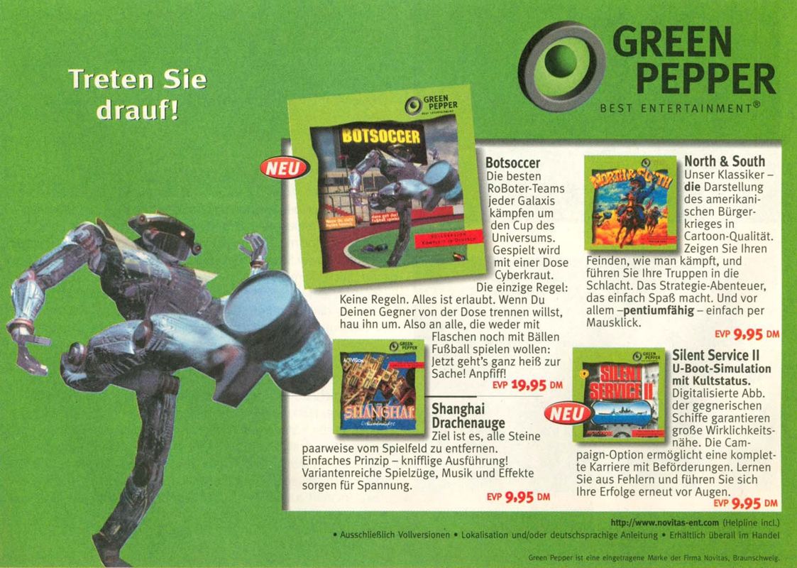 Silent Service II Magazine Advertisement (Magazine Advertisements):<br> PC Joker (Germany), Issue 12/1998