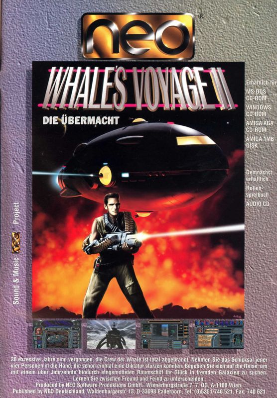 Whale's Voyage II: Die Übermacht Magazine Advertisement (Magazine Advertisements): Amiga Games (Germany), Issue 09/1995