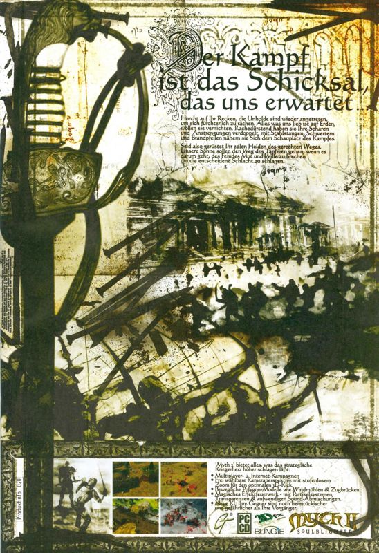 Myth II: Soulblighter Magazine Advertisement (Magazine Advertisements): PC Joker (Germany), Issue 02/1999