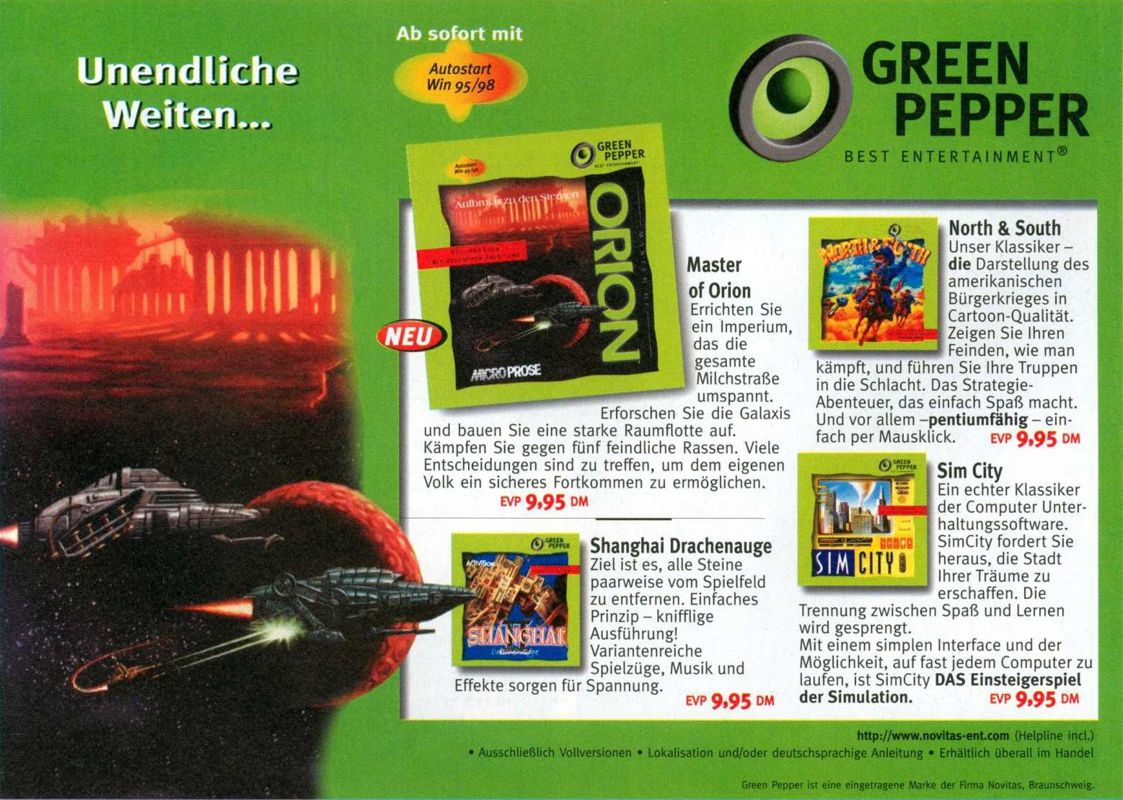 Master of Orion Magazine Advertisement (Magazine Advertisements): PC Joker (Germany), Issue 06/1999