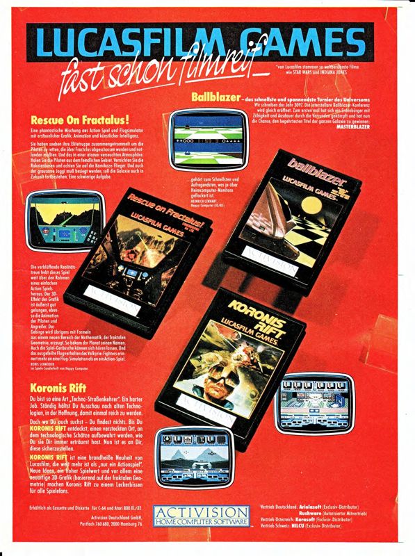 Koronis Rift Magazine Advertisement (Magazine Advertisements): ASM (Germany), Issue 04 (May/June 1986)