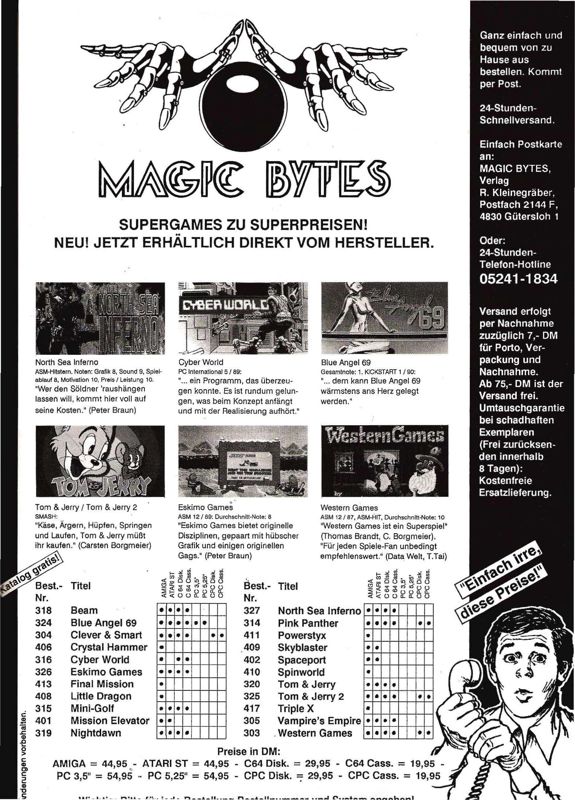 Western Games Magazine Advertisement (Magazine Advertisements): ASM (Germany), Issue 3/1990