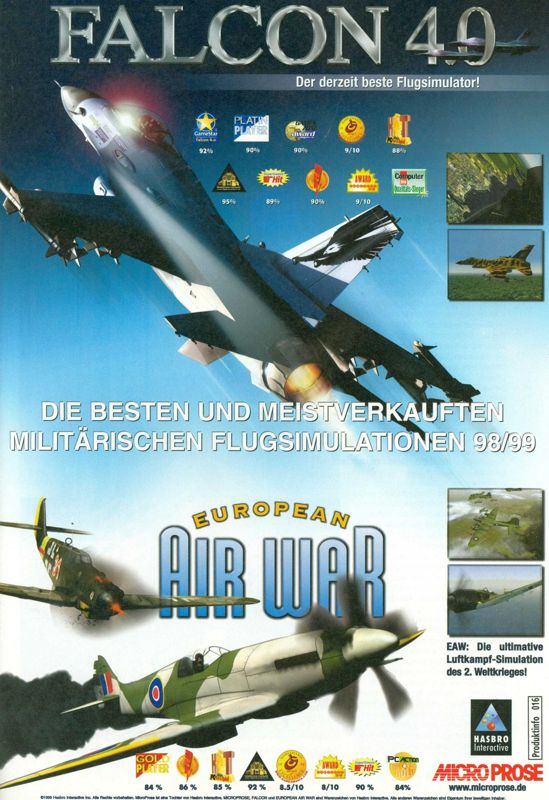 European Air War Magazine Advertisement (Magazine Advertisements): PC Joker (Germany), Issue 10/1999