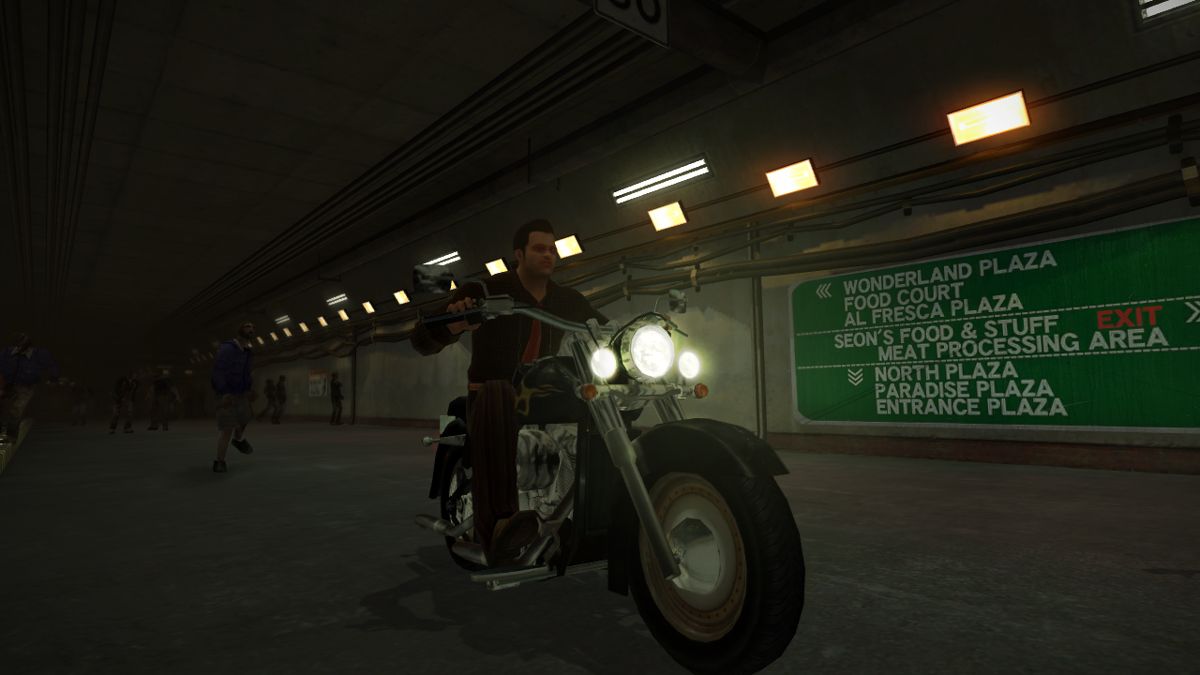 Dead Rising Screenshot (Capcom E3 2006 Press CD): 23:30 Finds a motorbike. Now he will be able to get back to the guard station. To be continued tomorrow.