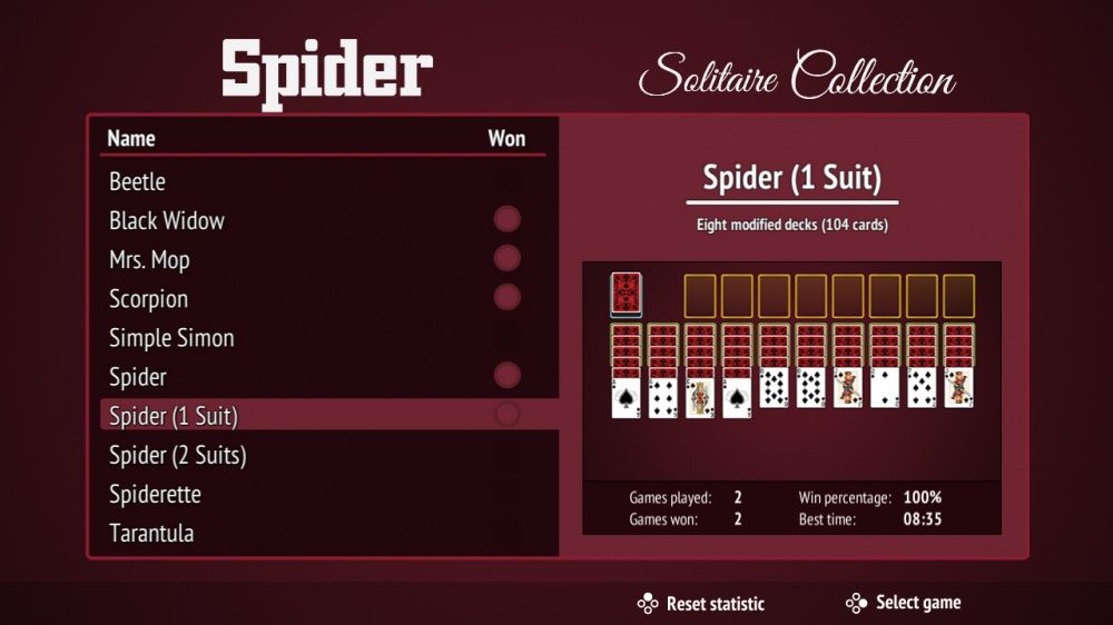 Spider Solitaire Collection Screenshot (Nintendo.com.au)