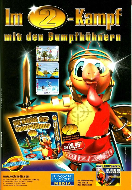 Die Rache der Sumpfhühner 2 Magazine Advertisement (Magazine Advertisements): PC Joker (Germany), Issue 11/2000