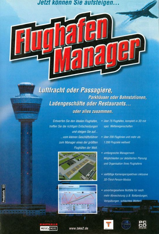 Airport Tycoon Magazine Advertisement (Magazine Advertisements): PC Joker (Germany), Issue 03/2000