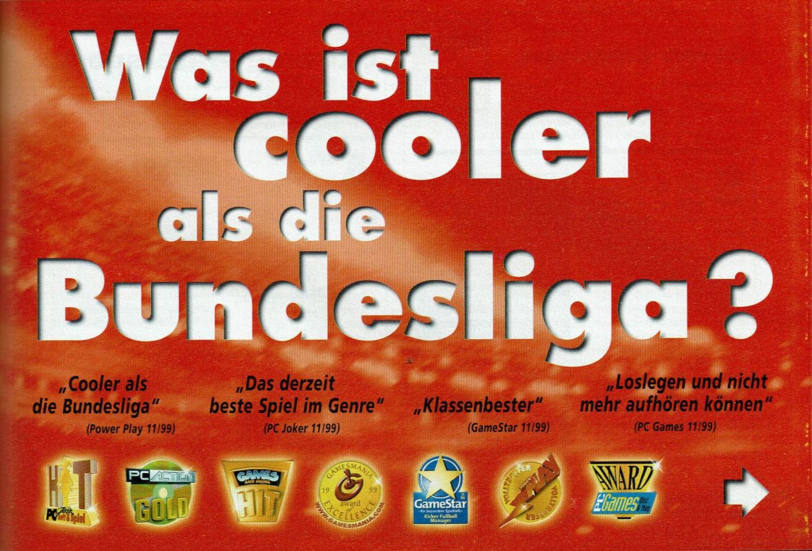Director of Football Magazine Advertisement (Magazine Advertisements): PC Player (Germany), Issue 01/2000 Part 1