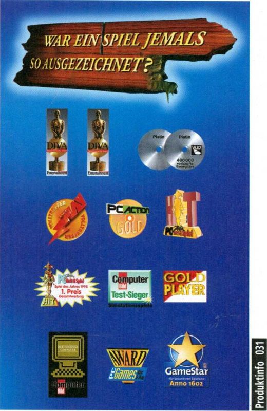 1602 A.D. Magazine Advertisement (Magazine Advertisements): PC Joker (Germany), Issue 02/2000 Part 2