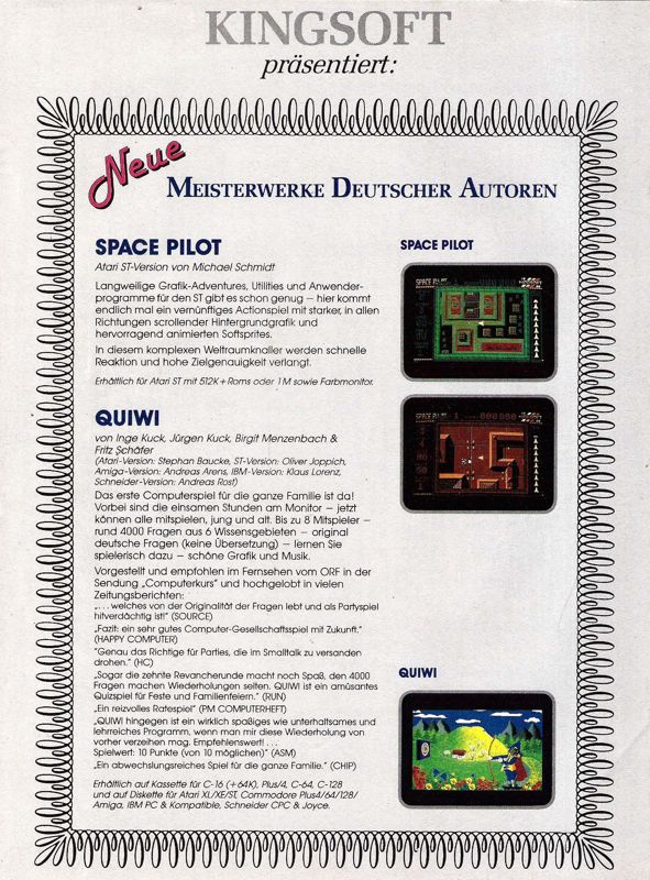 Quiwi Magazine Advertisement (Magazine Advertisements): ASM (Germany), Issue 01/1987