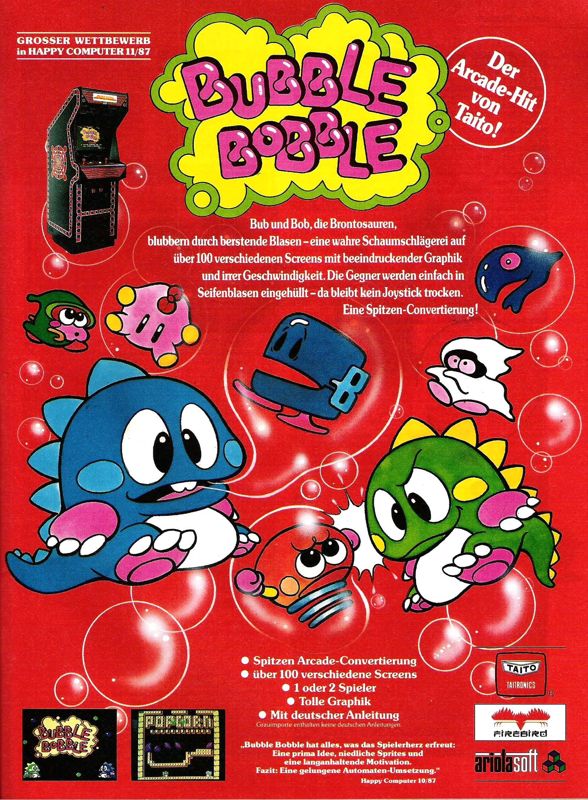 Bubble Bobble Magazine Advertisement (Magazine Advertisements): ASM (Germany), Issue 11/1987