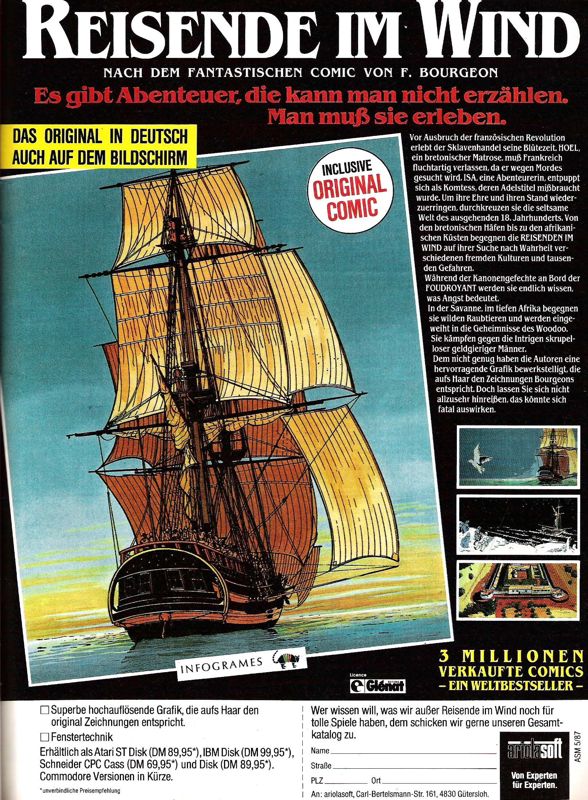 Passengers on the Wind Magazine Advertisement (Magazine Advertisements): ASM (Germany), Issue 05/1987