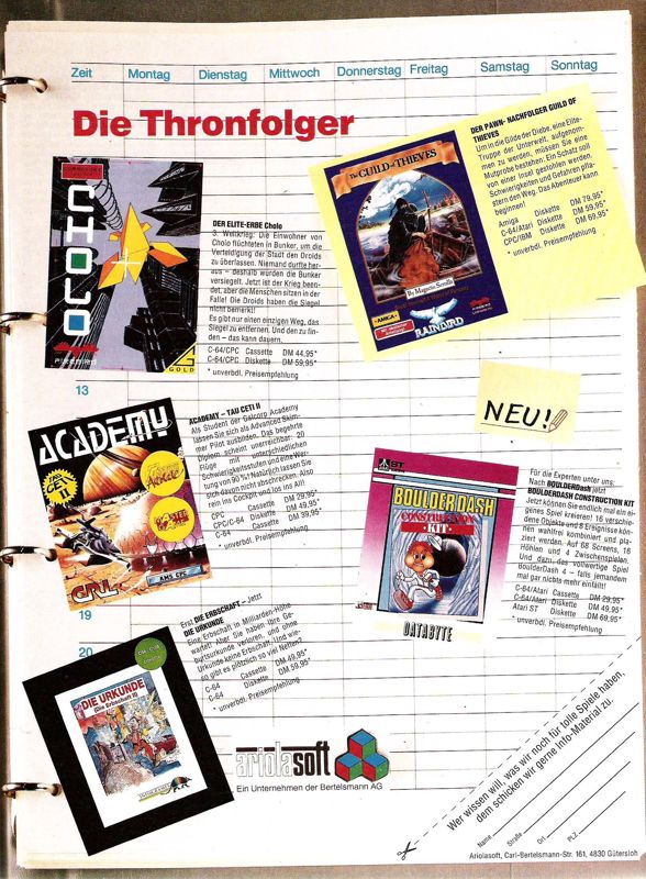 Cholo Magazine Advertisement (Magazine Advertisements): ASM (Germany), Issue 09/1987 (August/September)