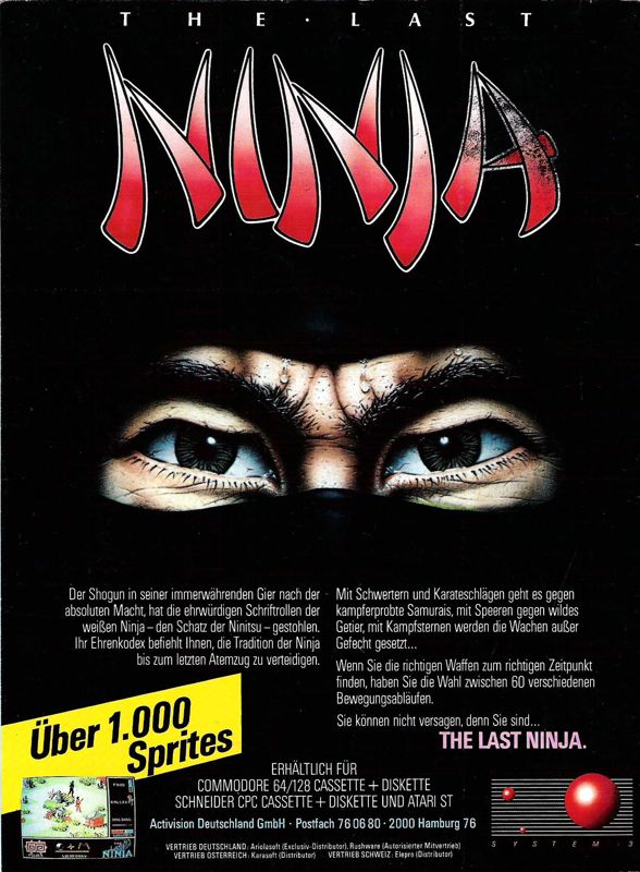 The Last Ninja Magazine Advertisement (Magazine Advertisements): ASM (Germany), Issue 05/1987