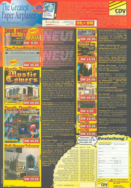 Depth Dwellers Magazine Advertisement (Magazine Advertisements): PC Player (Germany), Issue 01/1995