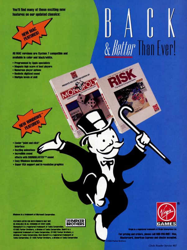 The Computer Edition of Risk: The World Conquest Game Magazine Advertisement (Magazine Advertisements): Computer Gaming World (US), Number 95 (June 1992)