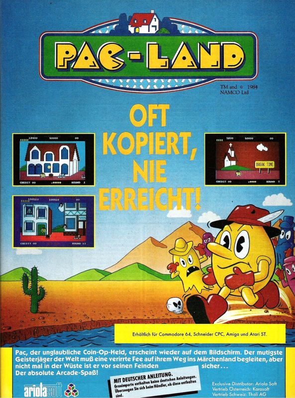Pac-Land Magazine Advertisement (Magazine Advertisements): ASM (Germany), Issue 12/1987