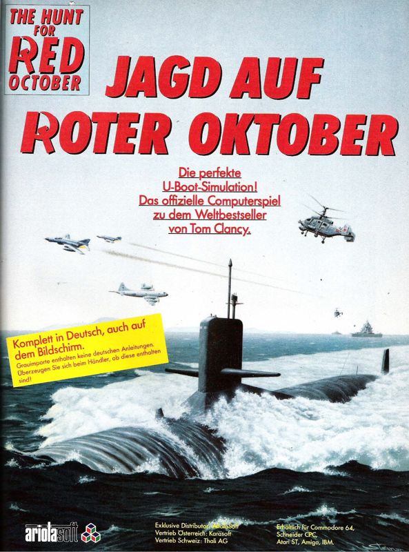The Hunt for Red October Magazine Advertisement (Magazine Advertisements): ASM (Germany), Issue 01/1988