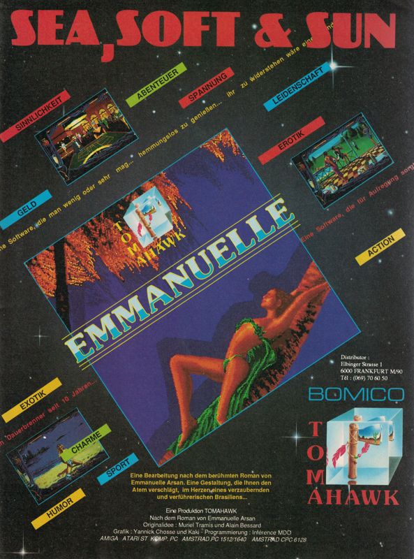 Emmanuelle: A Game of Eroticism Magazine Advertisement (Magazine Advertisements): ASM (Germany), Issue 1/1989