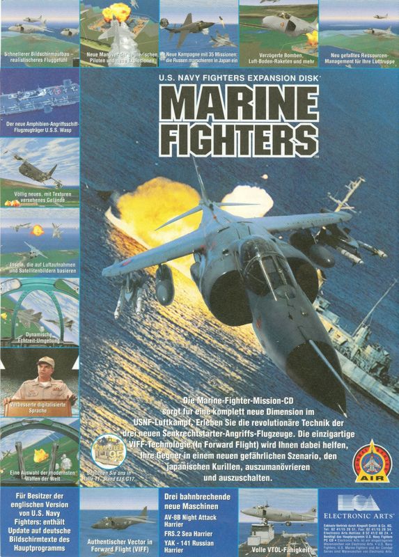 U.S. Navy Fighters Expansion Disk: Marine Fighters Magazine Advertisement (Magazine Advertisements): PC Player (Germany), Issue 10/1995