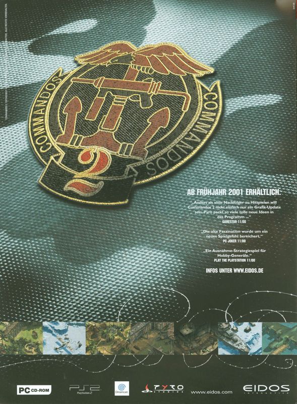 Commandos 2: Men of Courage Magazine Advertisement (Magazine Advertisements): PC Player (Germany), Strategy Special Issue (2001)