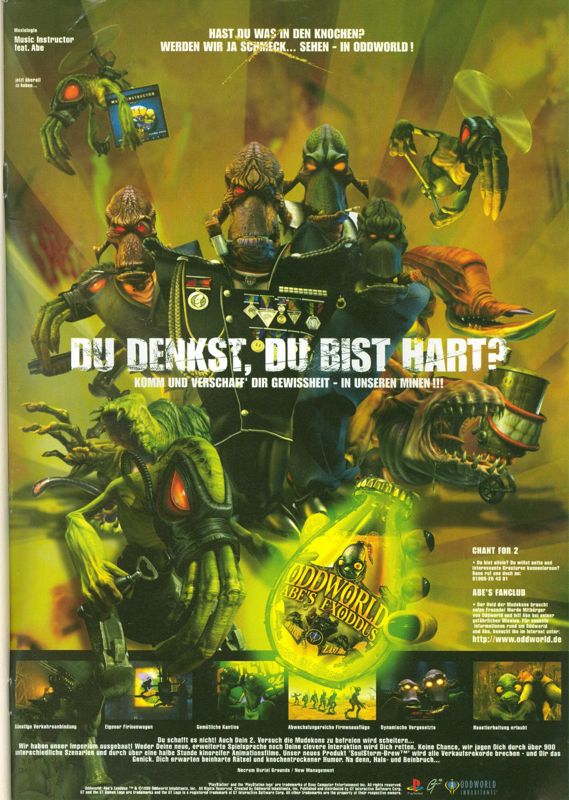 Oddworld: Abe's Exoddus Magazine Advertisement (Magazine Advertisements): PC Player (Germany), Special Issue 01/1999