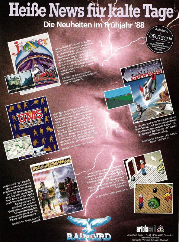 Legend of the Sword Magazine Advertisement (Magazine Advertisements): ASM (Germany), Issue 02/1988