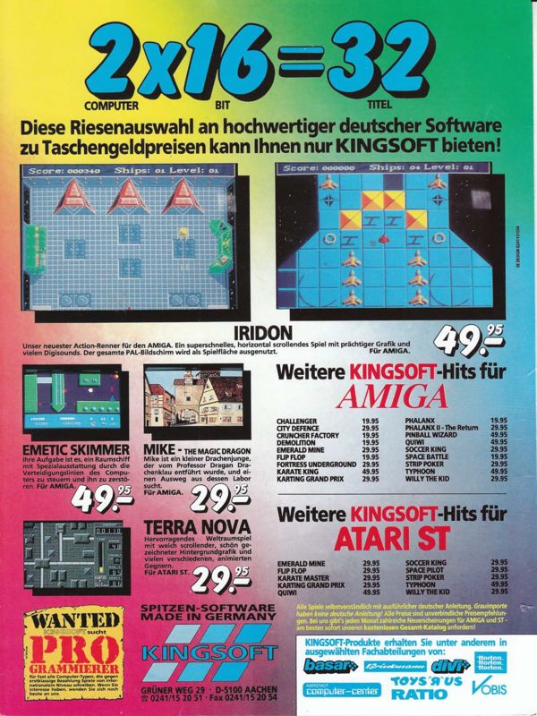 Mike: The Magic Dragon Magazine Advertisement (Magazine Advertisements): ASM (Germany), Issue 03/1988