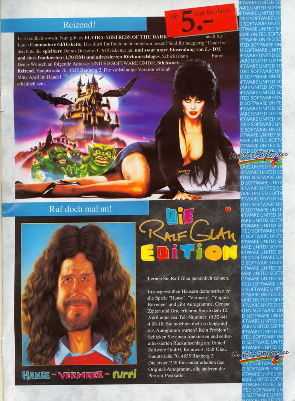 Elvira Magazine Advertisement (Magazine Advertisements): Play Time (Germany), Issue 05/1991